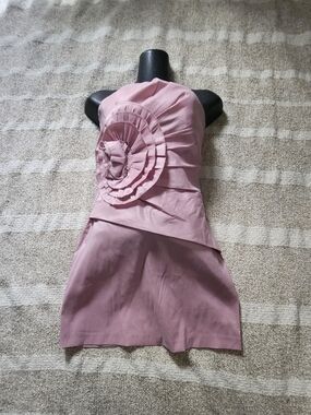 Steppin' Out Dusty Pink Strapless Rosette Cocktail Dress